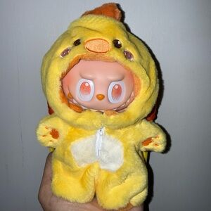 Labubu Yellow Plush Chick Outfit with carrying strap